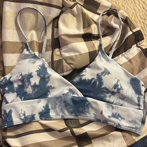 Blue and White tie dye bikini top